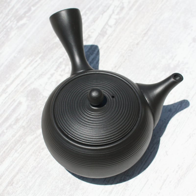 常滑焼 富仙窯 黒窯変線段急須 セラメッシュ（陶製茶こし）日本