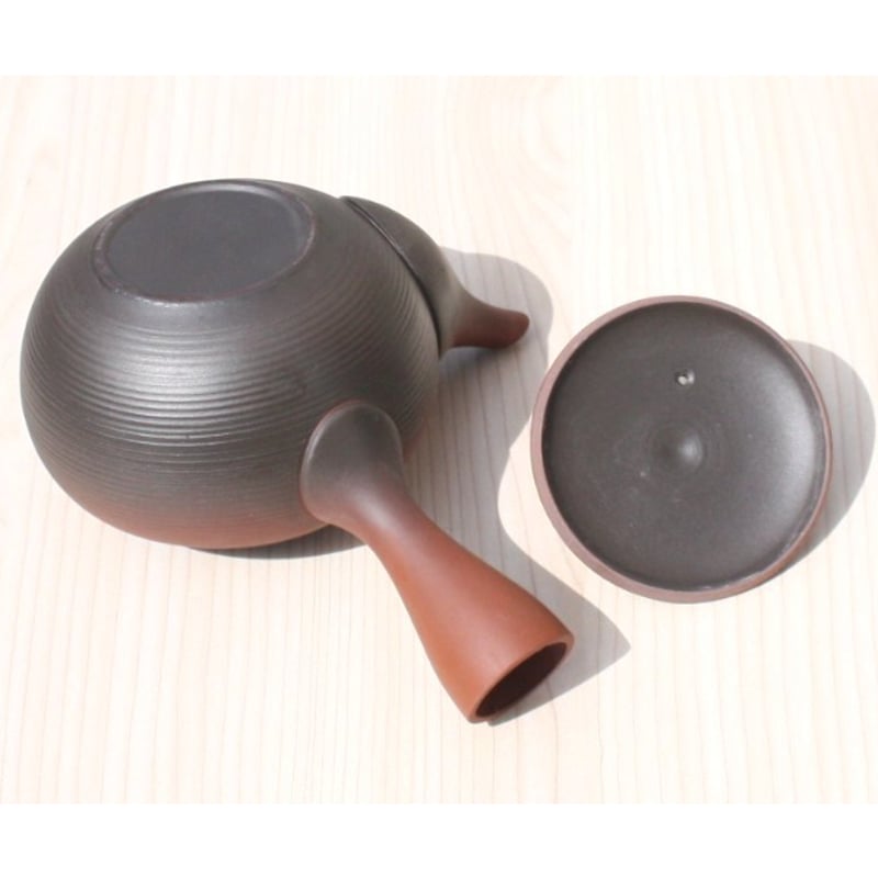 常滑焼 富仙窯 朱窯変線段急須 セラメッシュ（陶製茶こし）日本製