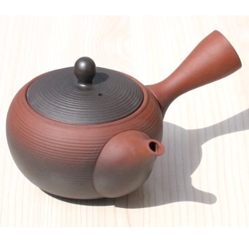 ♦️常滑焼 名工 小西友仙造 煎茶器 六角形急須 茶道具 美術品 工芸品 骨董品 常滑焼 富仙窯 朱窯変線段急須 セラメッシュ（陶製茶こし）日本製