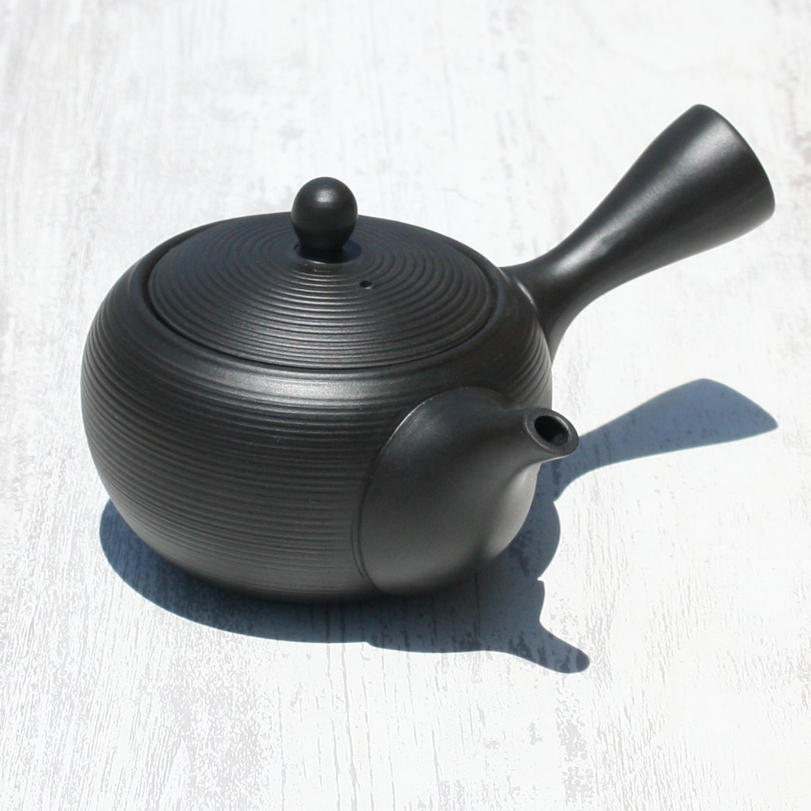 常滑焼 富仙窯 黒窯変線段急須 セラメッシュ（陶製茶こし）日本製