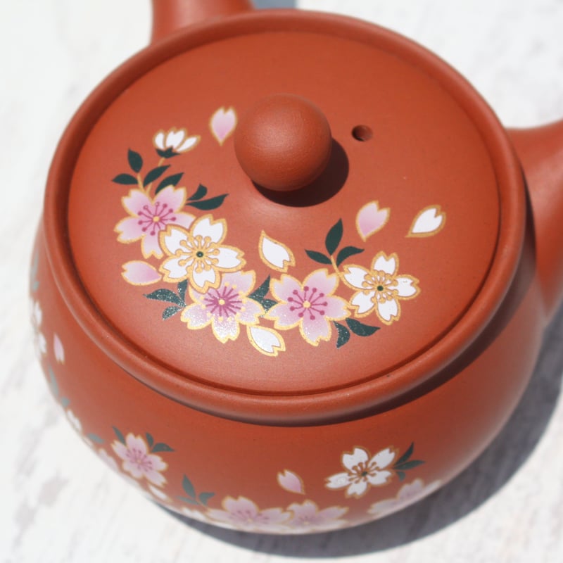 常滑焼 朱泥壷型急須 桜満開 ステンレスアミ 日本製 | とことこ