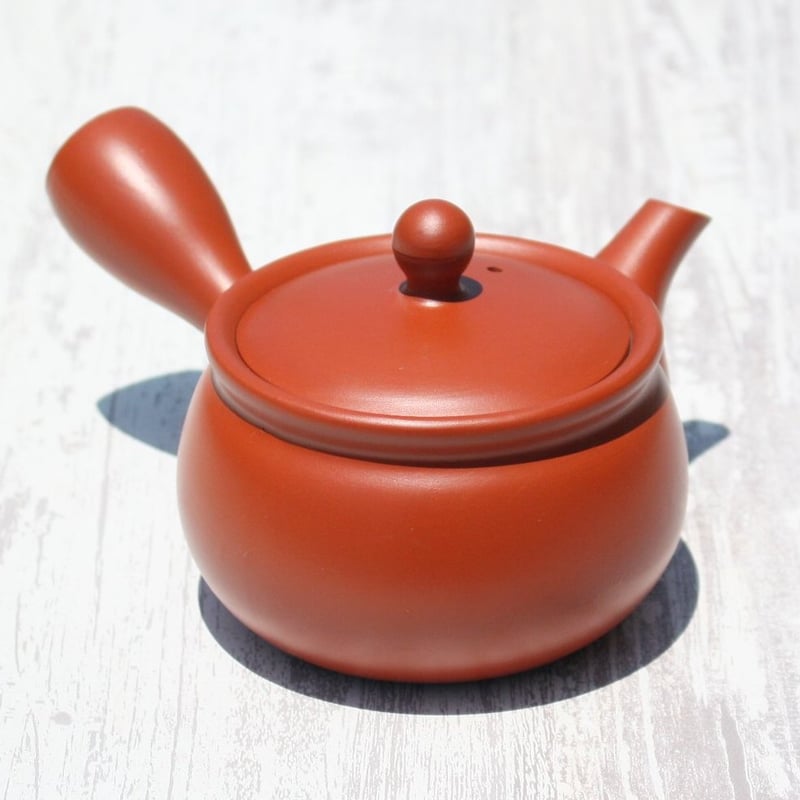 常滑焼 里山窯 朱泥平つぼ型無地急須 ステンレスアミ 日本製