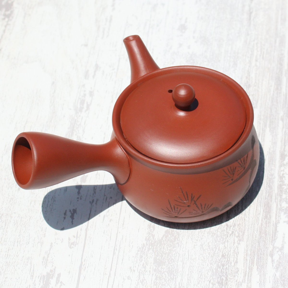 常滑焼 富仙窯 朱泥袋型松彫急須 ステンレスアミ 日本製 | とことこパーク