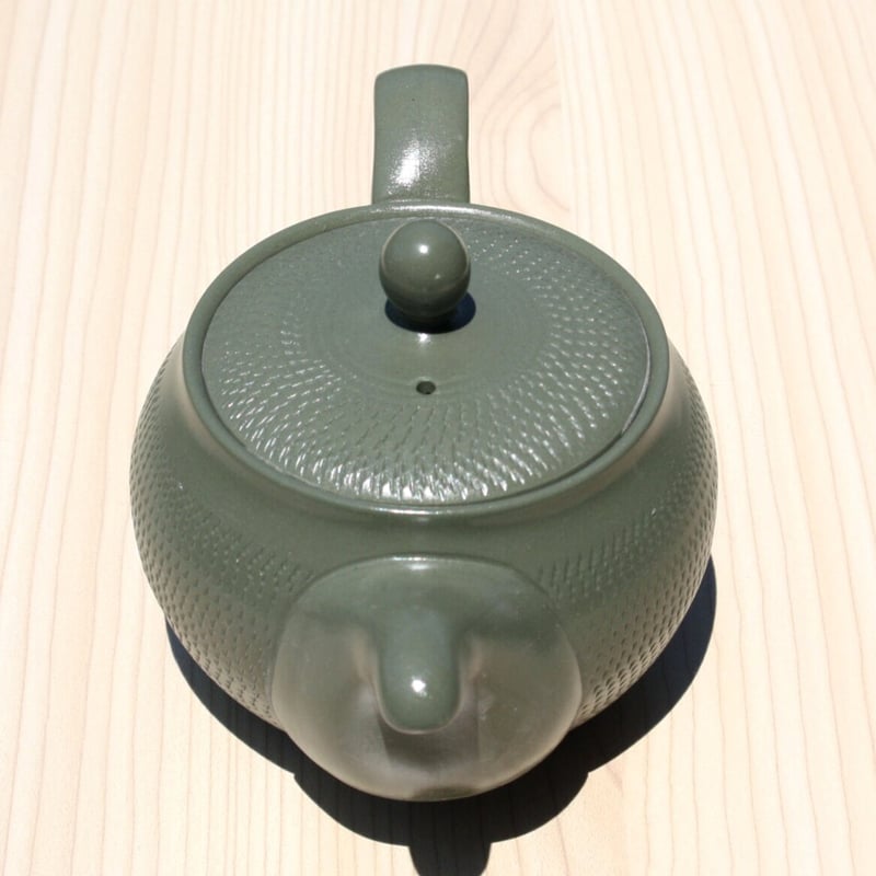 常滑焼 盛正窯 茶切れすっきりポット 緑 セラメッシュ 日本製