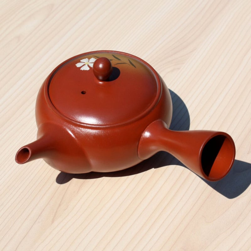 常滑焼 朱泥平丸撫子絵急須 ステンレス茶こし 日本製 | とことこパーク