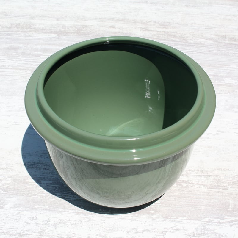 常滑焼 ガラス蓋付かめ グリーン釉 5.5リットル | とことこパーク