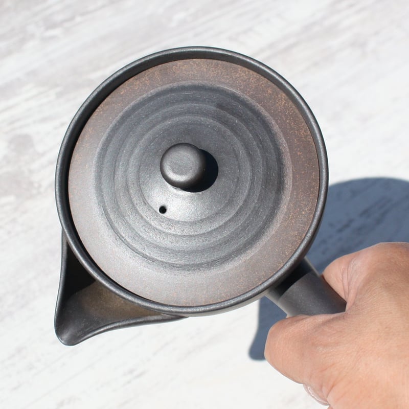 常滑焼 盛正窯 焼締黒化粧 浅平型広口急須 楽捨て構造 セラメッシュ