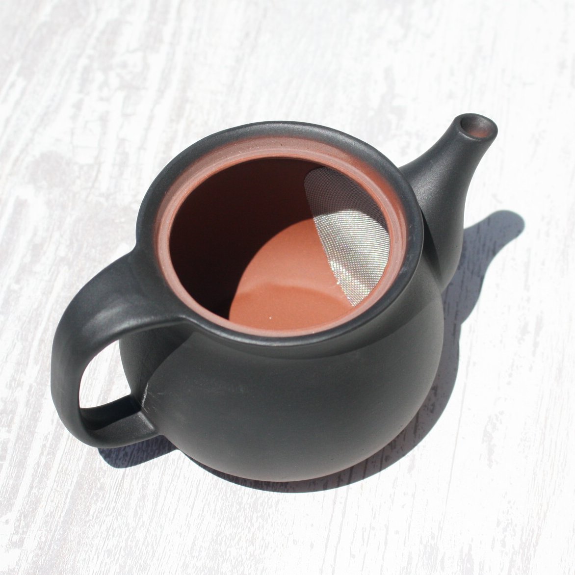 常滑焼 朱泥黒ぼかしポット ステンレス茶こし 日本製 | とことこ