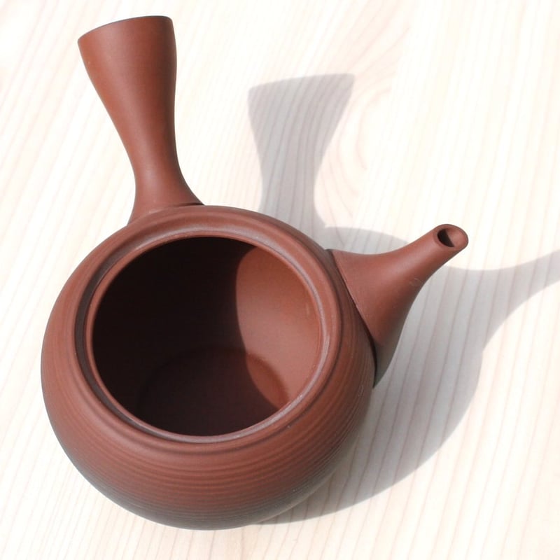 常滑焼 富仙窯 朱窯変線段急須 セラメッシュ（陶製茶こし）日本製