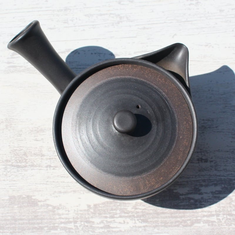 常滑焼 盛正窯 焼締黒化粧 浅平型広口急須 楽捨て構造 セラメッシュ