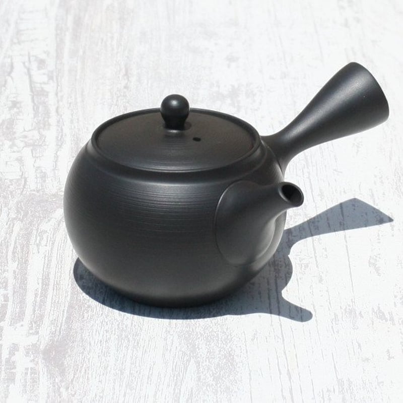 常滑焼 竹のハンドル付きグレー陶器花瓶 常滑焼 竹のハンドル付きグレー