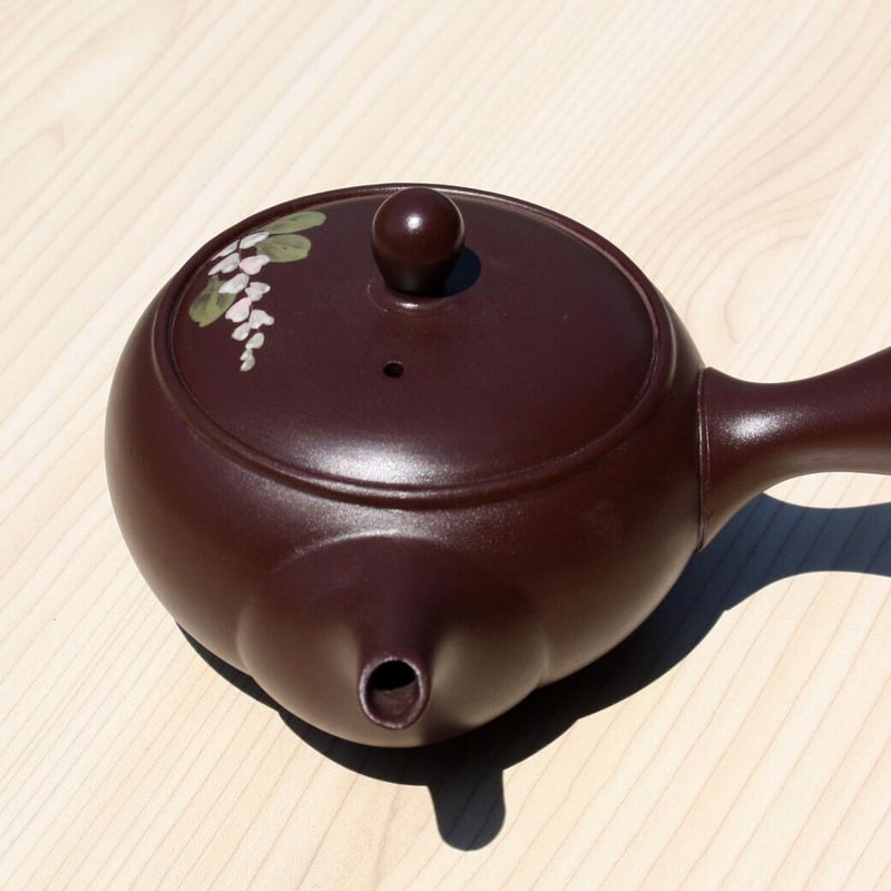 初代　平安与三　色絵松樹下煎茶図急須　木箱　幅11.7㎝本Y5-0721⭐︎I F 初代 平安与三 色絵松樹下煎茶図急須 木箱 幅11.7㎝本