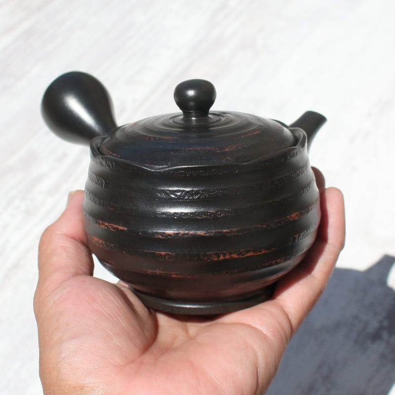 常滑焼 竹春窯 黒窯変あけぼの急須 ステンレスポコアミ 日本製