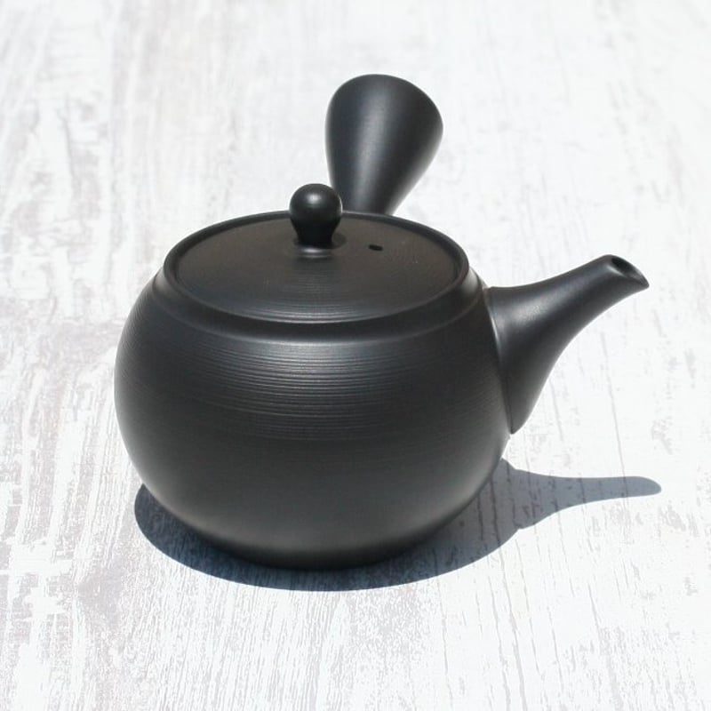 常滑焼 竹春窯 黒窯変スジ引き急須 ステンレス帯アミ 日本製