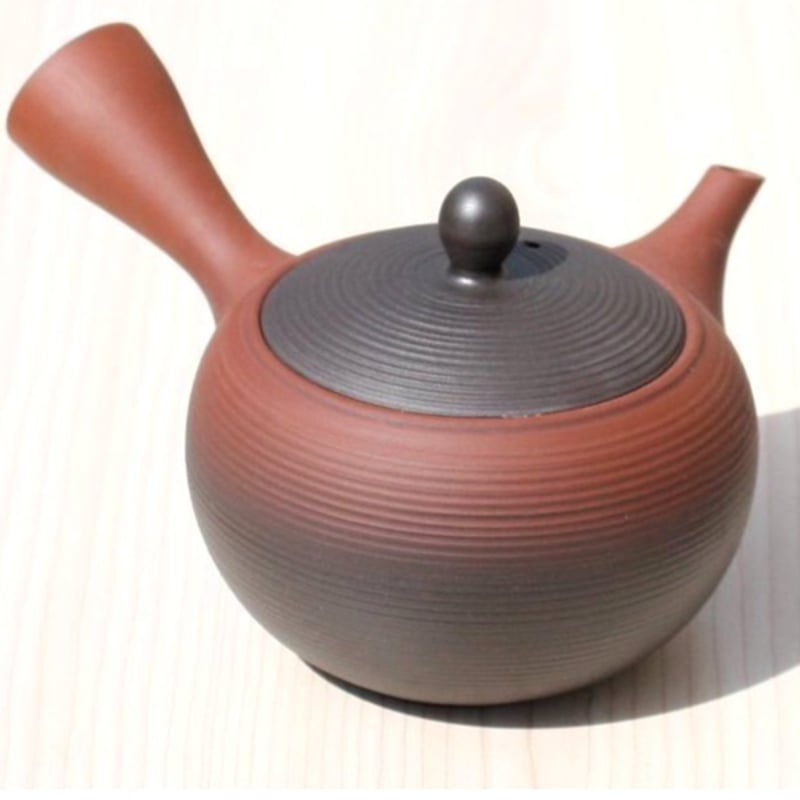 常滑焼 富仙窯 朱窯変線段急須 セラメッシュ（陶製茶こし）日本製