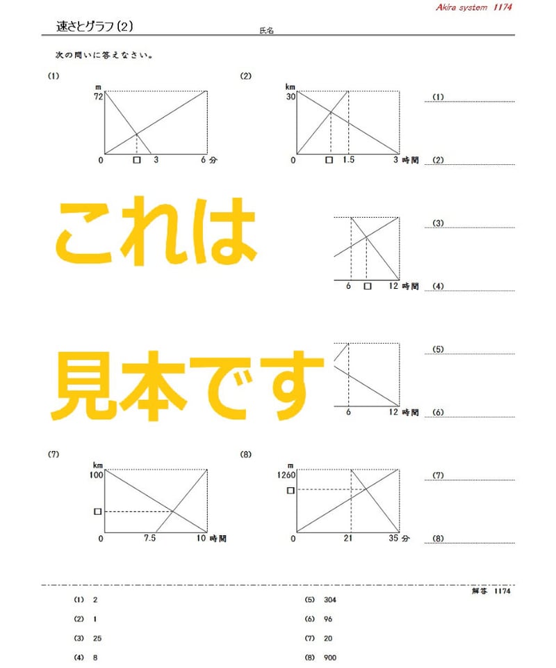 中学受験算数教材 速さとグラフ | 算数教材のアキラストア
