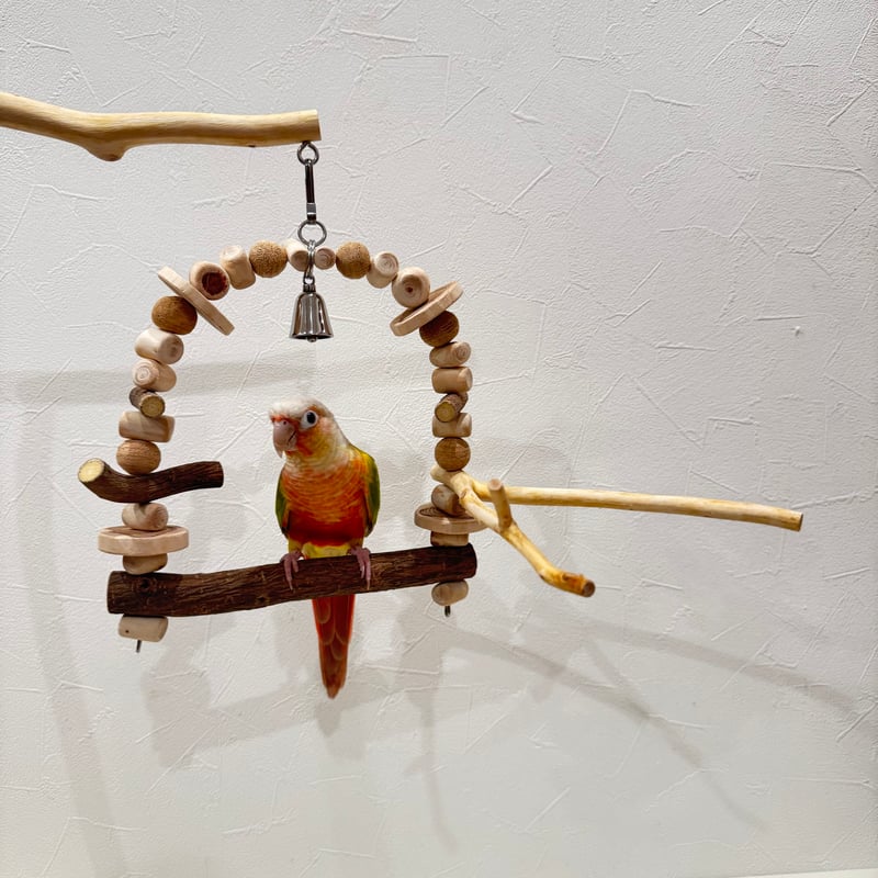 ツタとステンレスベルのパーチブランコ① 【インコ・小鳥のおもちゃ