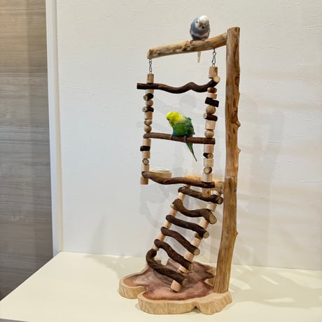 【小型・中型向け】梯子とハイジのブランコ【インコのおもちゃ・自然木のとまり木】