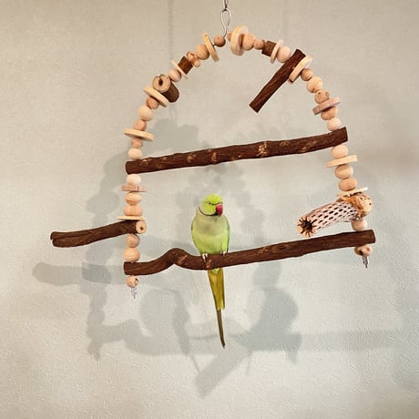 ポテトヘッドくんA　カスタムアスレチックブランコ【インコのおもちゃ・自然木のとまり木】