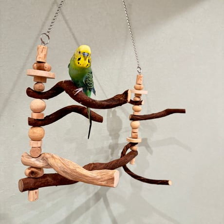 パーツ取り替え式　ハイジのブランコ【インコのおもちゃ・自然木のとまり木】