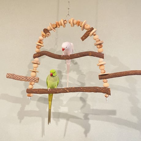 ポテトヘッドくんB　カスタムアスレチックブランコ【インコのおもちゃ・自然木のとまり木】