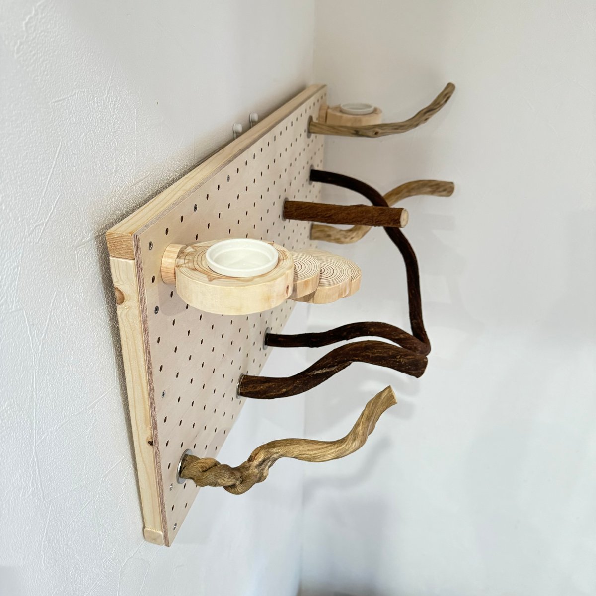 自由にカスタム 壁掛けバードアスレチック【B】 | 自然木の鳥用品 鳥豆