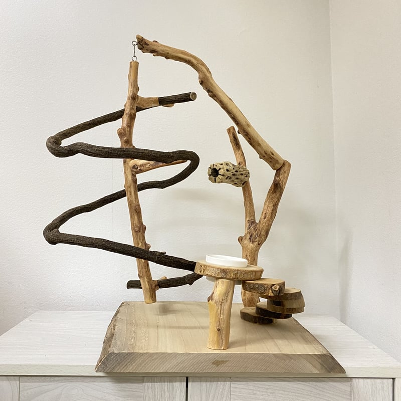 自然木のゆらゆらゆりかごバードアスレチック | 自然木の鳥用品