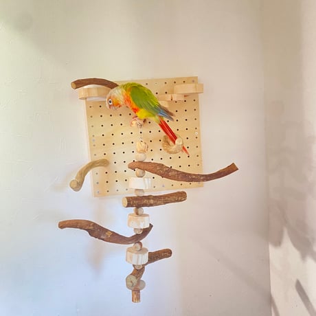 自由にカスタム 壁掛けバードアスレチック【A】【インコのおもちゃ・自然木のとまり木】