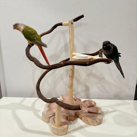 ツタのぐるぐるバードアスレチック【インコのおもちゃ・ブランコ・自然木のとまり木】