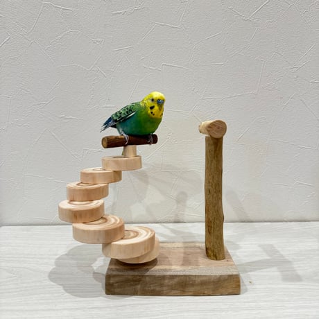 螺旋階段のミニアスレチック②【インコのおもちゃ・自然木のとまり木】