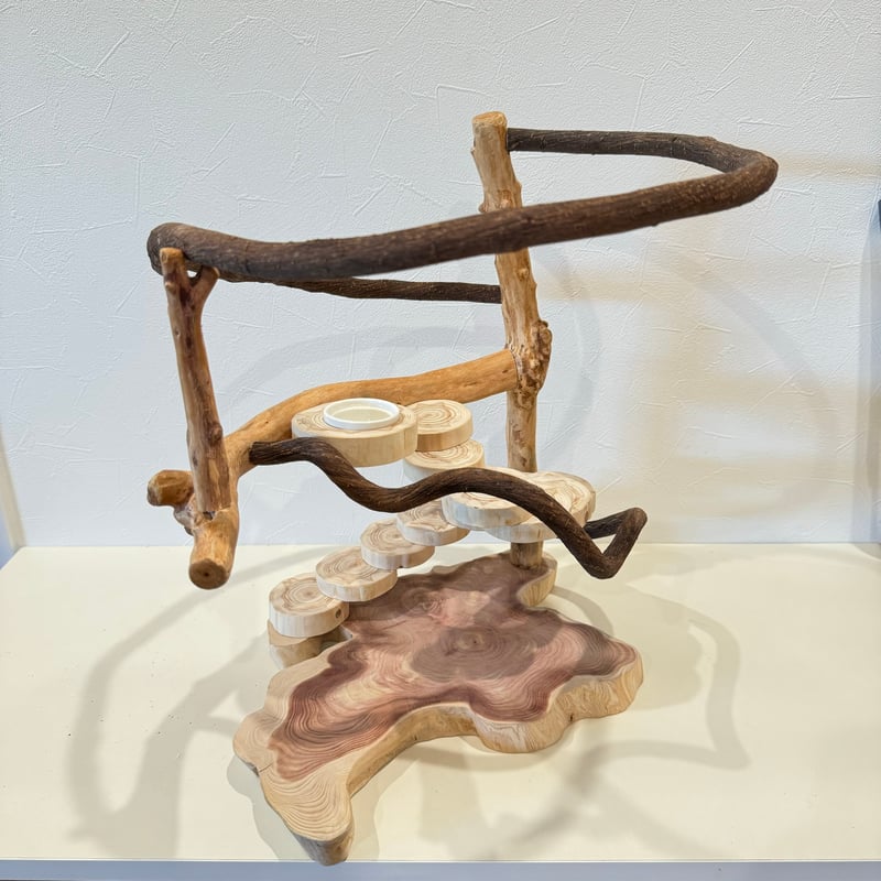 ツタと螺旋階段のぐるぐるバードアスレチック【インコのおもちゃ・自然