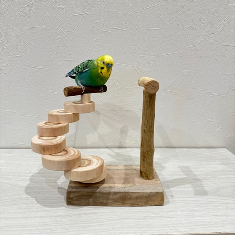 螺旋階段のミニアスレチック②【インコのおもちゃ・自然木のとまり木】