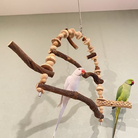 ポテトヘッドくんA　カスタムアスレチックブランコ【インコのおもちゃ・自然木のとまり木】