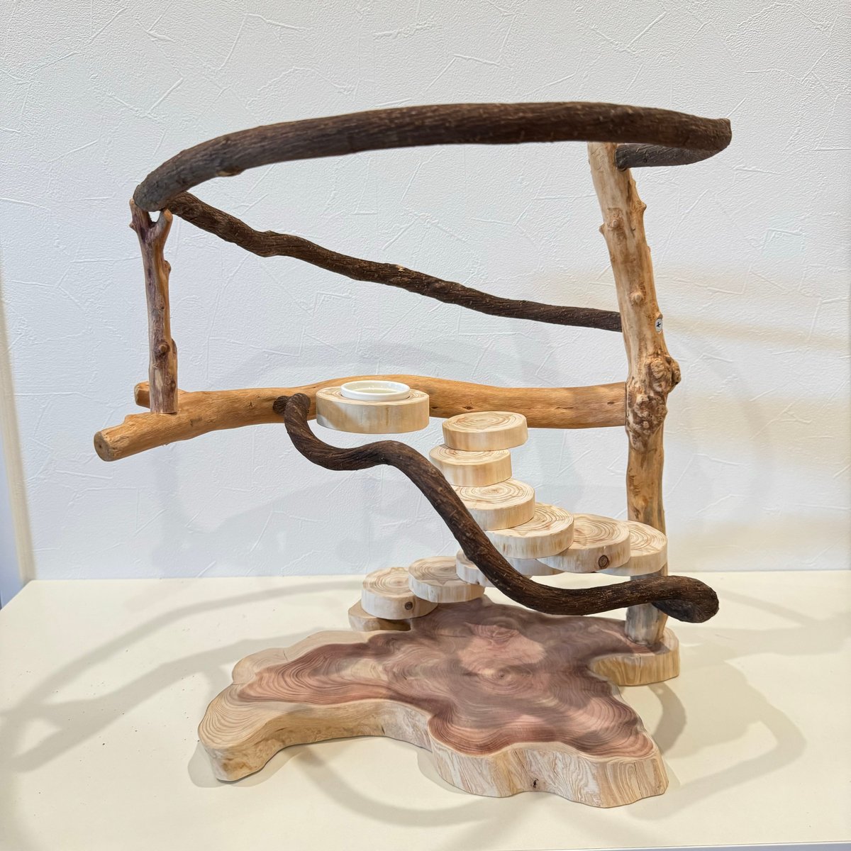 ツタと螺旋階段のぐるぐるバードアスレチック【インコのおもちゃ・自然