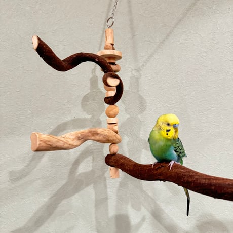 パーツ取り替え式　ハイジのブランコ【インコのおもちゃ・自然木のとまり木】