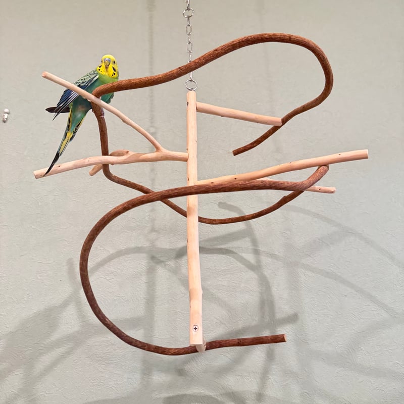 ピックさん専用ピンク鳥インコ止まり木 流木吊り下げ式バードアスレチックバード コトリのなる木ミニ ツタのつり下げバードアスレチック【インコ