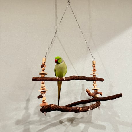 パーツ取り替え式　ハイジのブランコ【インコのおもちゃ・自然木のとまり木】