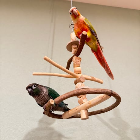 ゆらゆらUFOブランコ ①【自然木の止まり木 インコのおもちゃ】