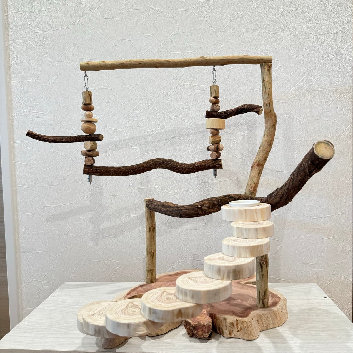 螺旋階段とハイジブランコのバードアスレチック【インコのおもちゃ