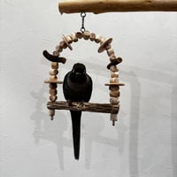 小型さん用カクタスと天然ウッドビーズのブランコ⑤【インコ おもちゃ サボテンの骨】