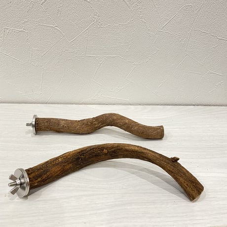 自然木（ツタ）パーチ2本セット⑥ 直径1.5cm 長さ20cm/直径2cm 長さ20cm