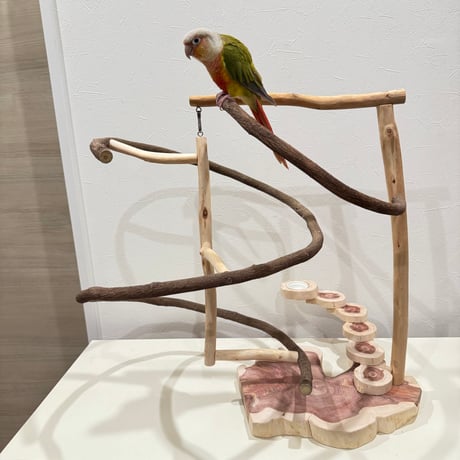 ツタのゆらゆらゆりかご2wayアスレチック【インコのおもちゃ・ブランコ・自然木のとまり木】バードアスレチック