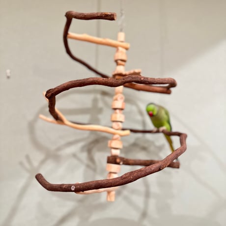 コトリのなる木カスタム　つり下げゆらゆらバードアスレチック【インコ・オウムのおもちゃ・自然木の止まり木】