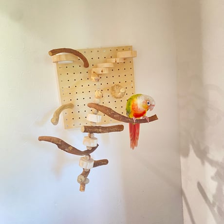 自由にカスタム 壁掛けバードアスレチック【A】【インコのおもちゃ・自然木のとまり木】