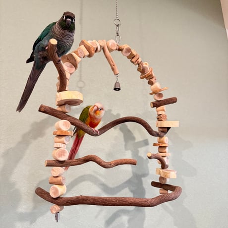 ポテトヘッドくん　カスタムアスレチックブランコ【インコのおもちゃ・ブランコ・自然木のとまり木】バードアスレチック