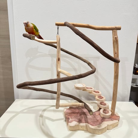 ツタのゆらゆらゆりかご2wayアスレチック【インコのおもちゃ・ブランコ・自然木のとまり木】バードアスレチック
