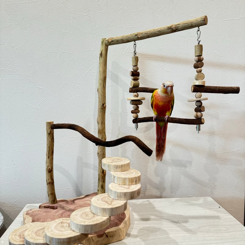螺旋階段とハイジブランコのバードアスレチック【インコのおもちゃ