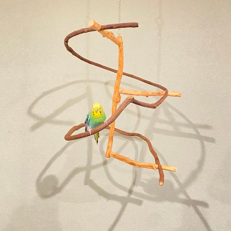 コトリのなる木ミニ②　ツタのつり下げバードアスレチック【インコ・オウムのおもちゃ・自然木の止まり木】