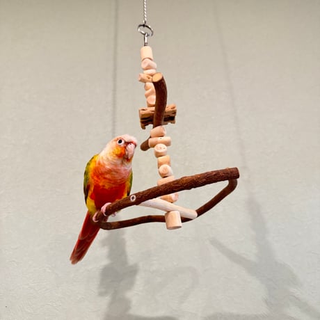 ゆらゆらUFOブランコ② 【自然木の止まり木 インコのおもちゃ】