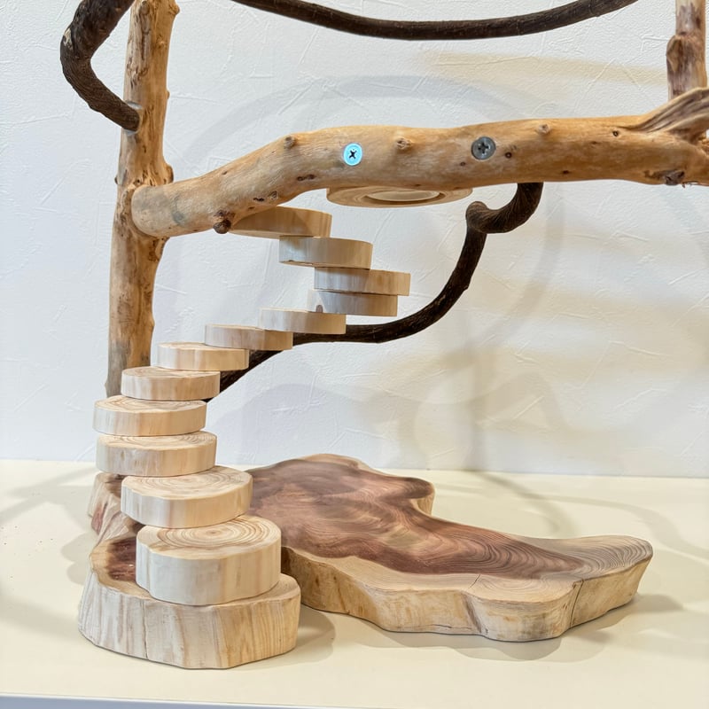 ツタと螺旋階段のぐるぐるバードアスレチック【インコのおもちゃ・自然